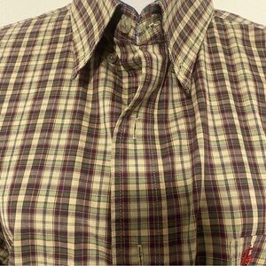Wrangler PBR Men's Size XXL Plaid Long Sleeve Button Down Shirt Rodeo
